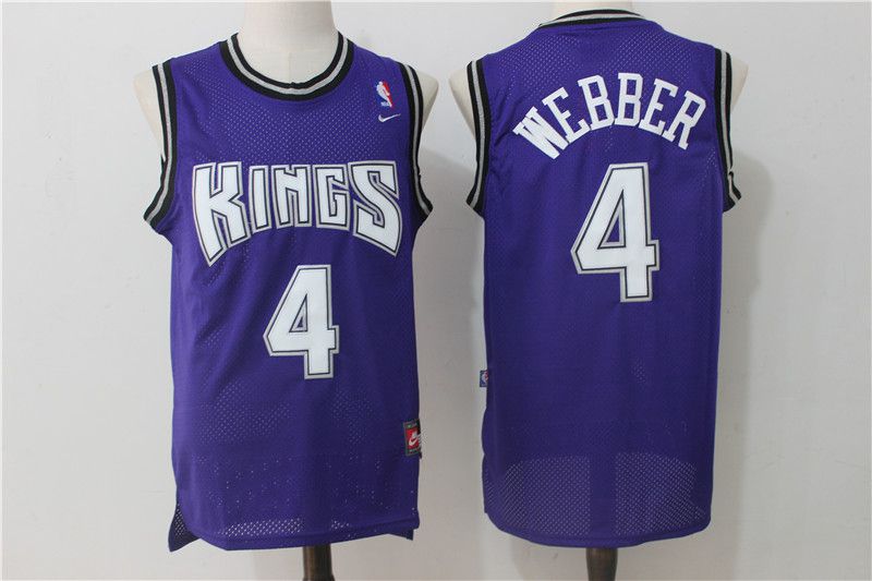 Men Sacramento Kings #4 Webber Purple Throwback NBA Jerseys->sacramento kings->NBA Jersey